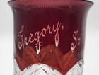 1916 Gregory, South Dakota Ruby Flash EAPG Pressed Glass Souvenir Goblet — photo 2