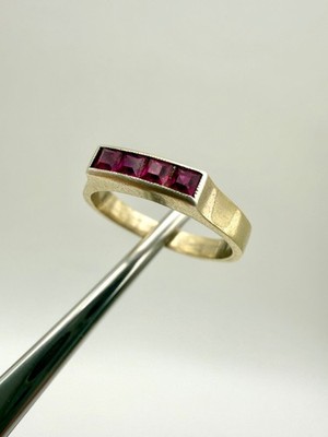 Vintage Soviet 875 silver/gold-plated ring with rubies.Women's jewelry USSR