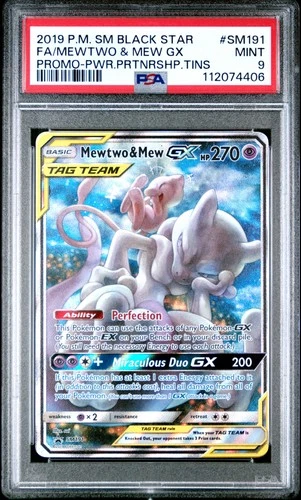 Mewtwo & Mew Gx #SM191 2019 Pokemon Sm Black Star Promo PSA 9 250001