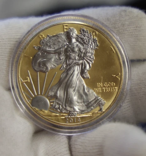 2014 US Silver Eagle $1 Gold/Platinum Highlights Unc