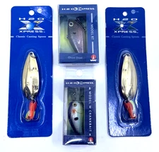 H2O Xpress 5 LURE LOT! 3 Inch Spoon, Baby Bass, and Ghost Shad Lures NOS