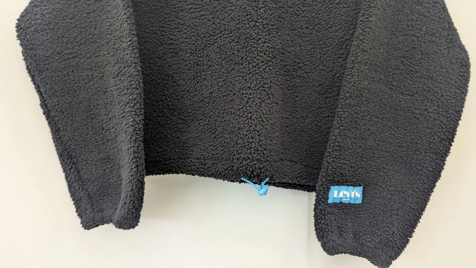 Jersey Levi's Negro Esponjoso Polar Manga Larga Recortado Talla S Foto 4 de 4