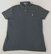 Polo Ralph Lauren Polo Shirt Mens Large Black Custom Slim Fit Pony Cotton