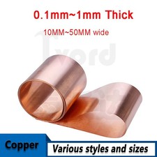 Piastra in lamiera di rame puro spessore 0,1/0,2/0,3/0,4/0,5/0,8/1 mm - 23 misure disponibili