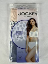 Jockey Elance 100 Cotton Women's 6/M Pink/Blue/Pattern French Cut Panty 3-Pack