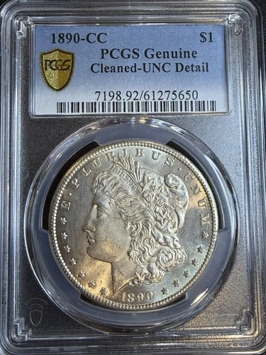 1890 CC Morgan Silver Dollar PCGS Genuine - UNC Details (92 - Cleaned)