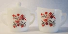 Vintage Anchor Hocking Fire-King Primrose Glass Creamer & Sugar Bowl w/Lid EUC