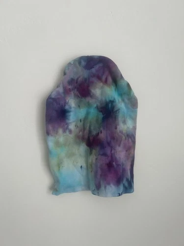 Blue and Plum Ice Dyed Beanie – Hand Dyed Cotton Slouchy Hat, Cozy Winter Cap - product listing photo