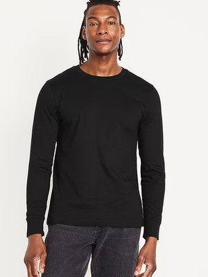 NWT Old Navy Long-Sleeve Crewneck Rotation T-Shirt Tee Shirt Black Men M L XL