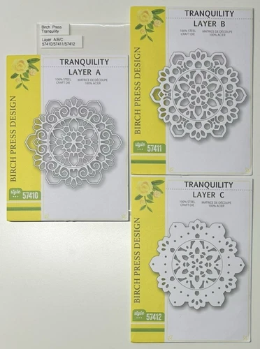 Birch Press Design TRANQUILITY Layer 3-piece Die Set - New - Free Ship