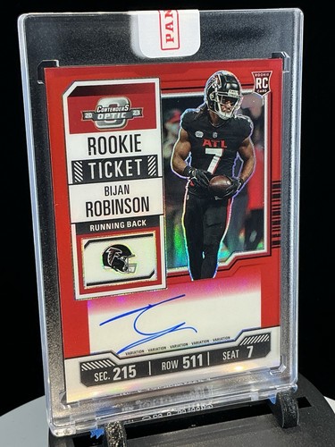 2023 Contenders Optic Bijan Robinson Red Rookie Ticket Auto RC 37/99 Falcons 103 - Picture 2 of 15