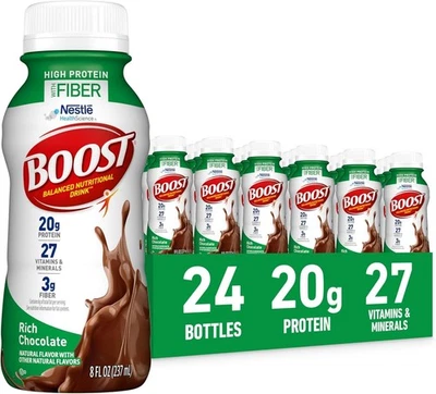BOOST 20g High Protein Nutritional Drink Shakes, Rich Chocolate, 8 fl oz,24 Pack - Image 1 of 4