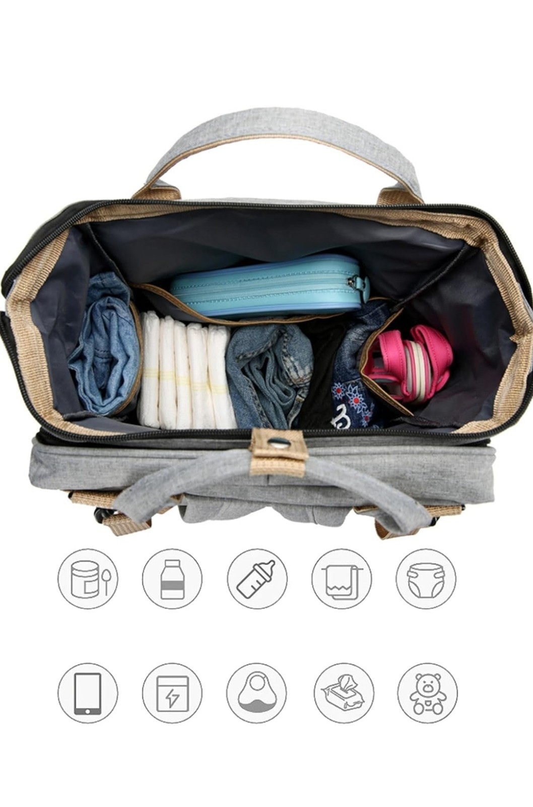 3-in-1 Baby Diaper Bag Backpack with Changing Station Portable