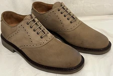 Johnston Murphy Saddle Oxford Size 10 M Shoe Nubuck Suede Leather Made in Italy