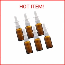 6PCS 30 ml/1 oz Amber Empty Nasal Spray Bottles Refillable Fine Mist Sprayer Tra