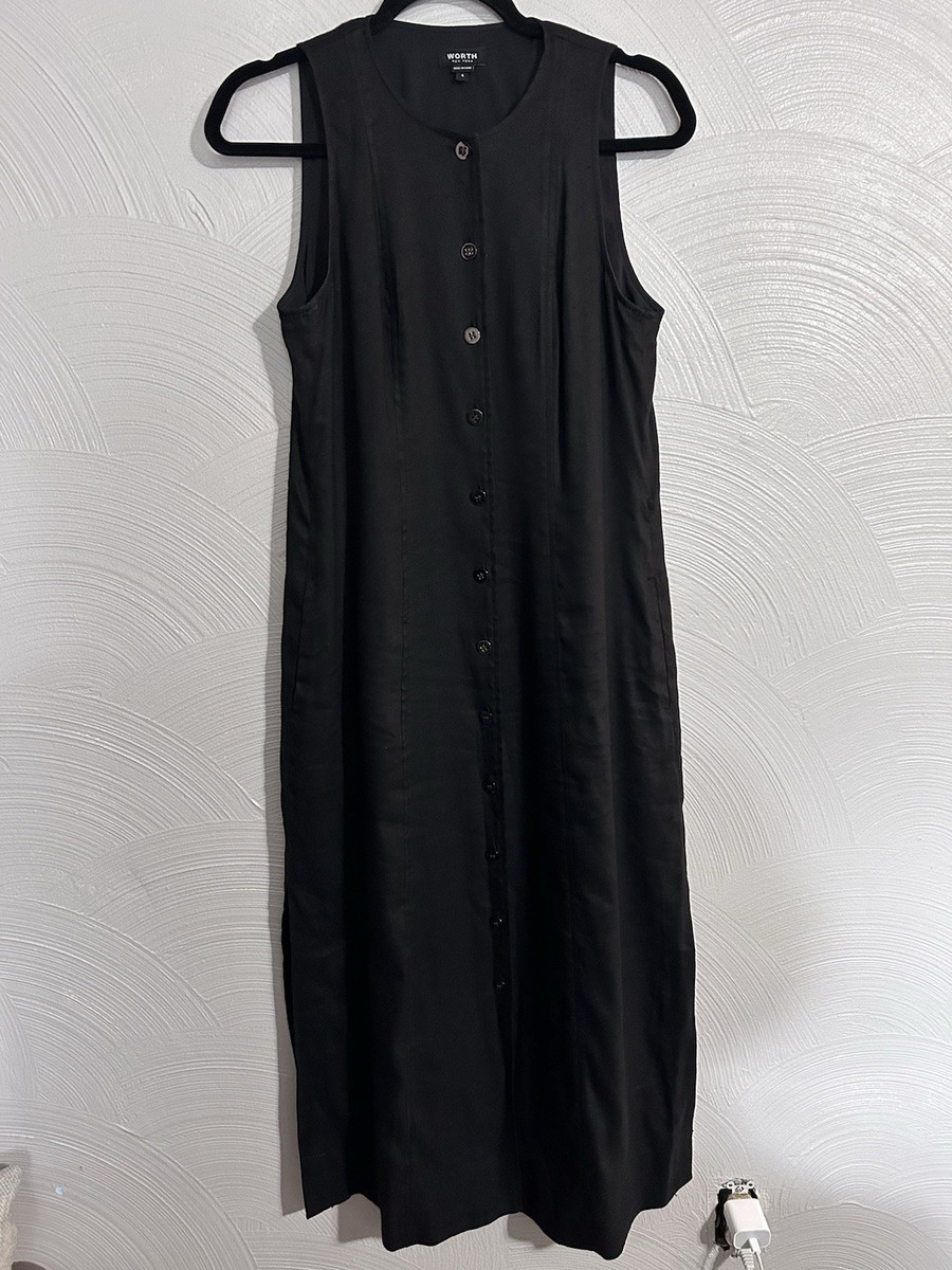 Worth New York Women's Sz 4 Tank Linen Button Down Dress Pockets | eBay