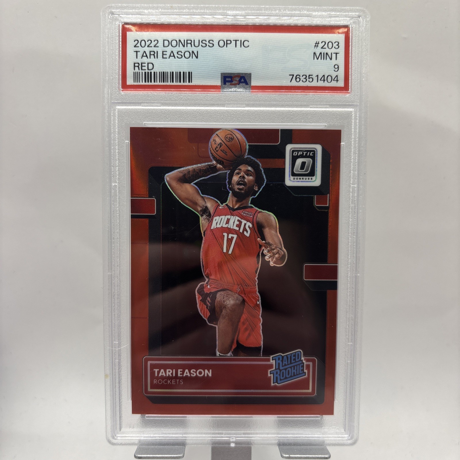 TARI EASON 2022-23 Donruss Optic 203 Red /99 PSA 9 MINT Rookie RC ROCKETS Pop 7