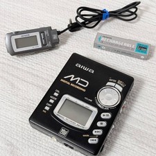 AIWA AM-F70 Portable MD Player Recorder Tested w/ Remote MiniDisc Walkman