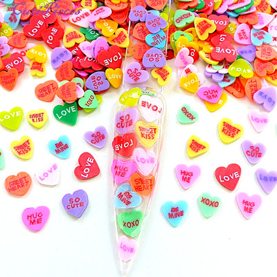Fimo Clay Heart Valentine Love XOXO Be Mine Kiss Hugs Tiny Slice Mix 3D Nail Art