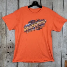 World of Outlaws Shirt Medium 40 Years 1978–2018 Sprint Car Racing Orange Tee
