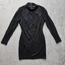 Lulus Little Black Dress S Lace Up Your Sleeve Bodycon Stretch Ponte Knit Party