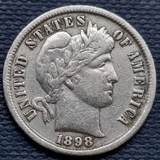 1898 Barber Dime 10c Better Grade #93604