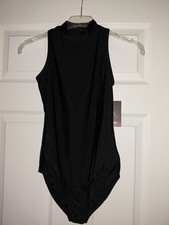 Plume Black Highneck Leotard Adult Large New with Tags