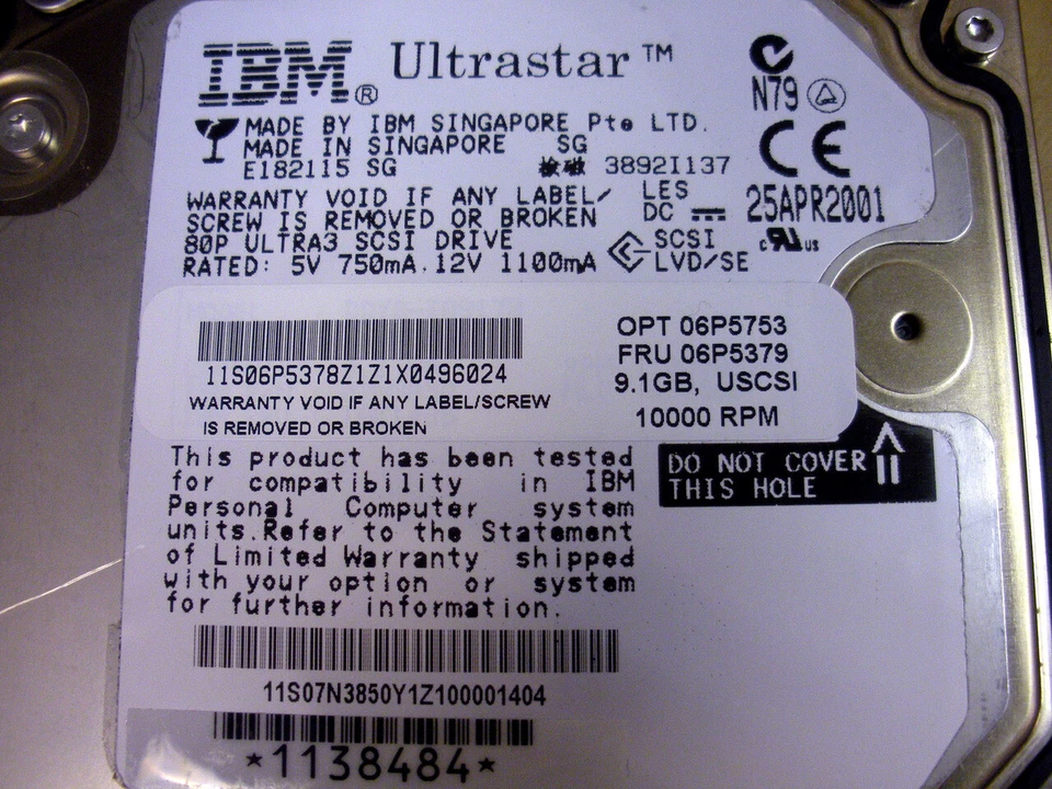 IBM 06P5379 9.1GB 10K 80 Pin LVD/SE SCSI Hard Drive - Image 3 of 3