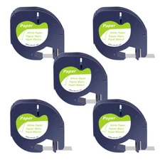 5PK 91330 White Paper Refills for DYMO LetraTag LT100T/100H Label Tape 1/2"x13'