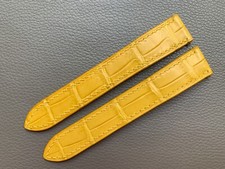 Genuine Leather Skin watch strap band 16 17 18 19 20 21 22mm, Yellow watch strap