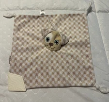 Booginhead Pacipal Puppy Dog White Tan Baby Lovey Security Blanket Teether Plush