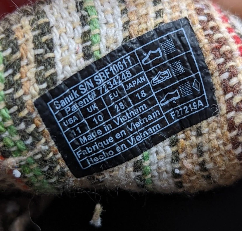 Zapatos Sanuk Niños 11US 10UK 28EU Vagabundo Planos Sin Cordones SBF1061T Marrón Lona Sin usar, en caja Foto 3 de 4