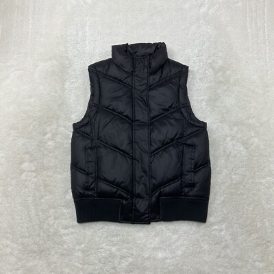 Gap Womens Size S Zip/Snap Up Black Puffer Vest Sleeveless 