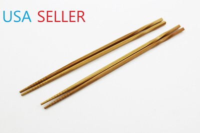 2 Pairs Bamboo Long Chopsticks Twisted Grip 12 in Long Multi Purpose Chopsticks