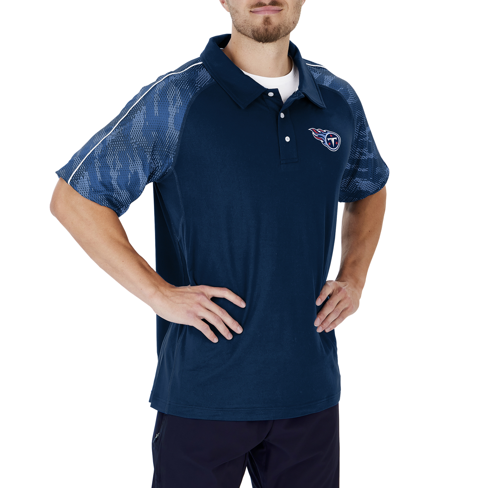 Мужское поло Zubaz NFL Tennessee Titans Elevated Field Polo с принтом Viper