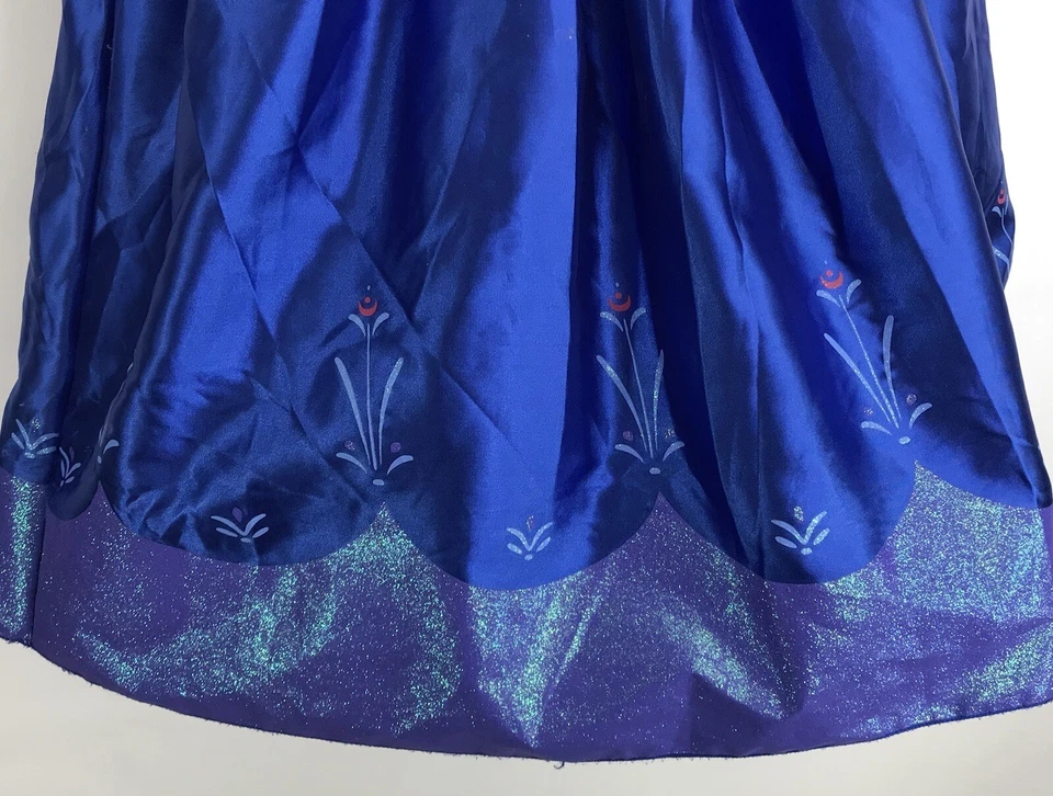 Disney Colección Frozen Princesa Ana Talla 9/10 Niñas Azul Púrpura Vestido Disfraz Foto 2 de 4