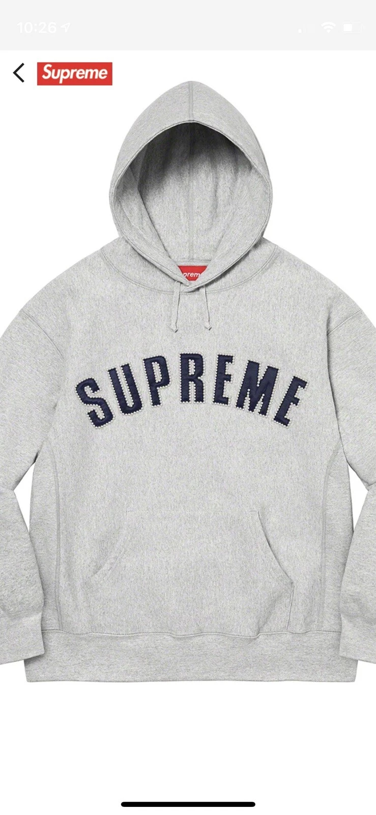 Sweat à capuche Supreme Pearl Logo gris bruyère grand * COMMANDE CONFIRMÉE