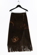 Patricia Wolf Maxi-Suede-Skirt Franges 14 = D 38-40 Marron Cave de Peinture