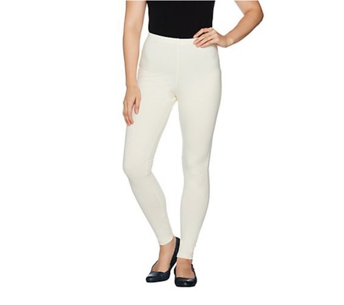 Women with Control Regular Fit Pull-on Knit Leggings Winter White, Small A235949