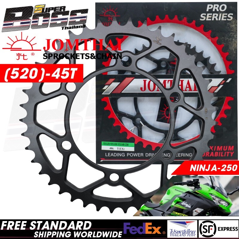 JT EX Rear Sprocket Steel Black 520-45T For KAWASAKI NINJA250/300,Z250/300