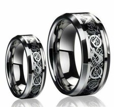 Free Engraving - Tungsten Carbide Celtic Knot Dragon Design Wedding Band Ring