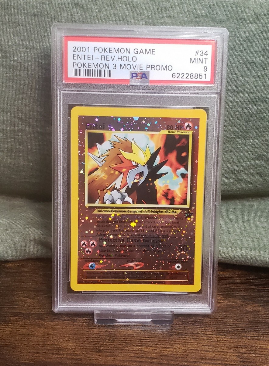 PSA 9 2001 Entei Reverse Holo #34 Pokemon TCG Movie 3 Black PSA 9 2001 Entei Reverse Holo #34 Pokemon TCG Movie 3 Black