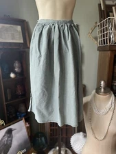 PRIMATIVE BLUE CHECKERED PATTERN HALF APRON FRAMHOUSE HOMEMADE PLEATED