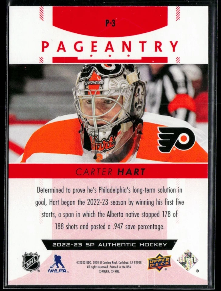2022-23 SP Authentic Pageantry Red #P-3 Carter Hart - Image 2 of 2