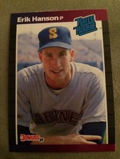 1989 Donruss Erik Hanson Baseball Card Rookie RC #32 Mariners Pitcher. rookie card picture