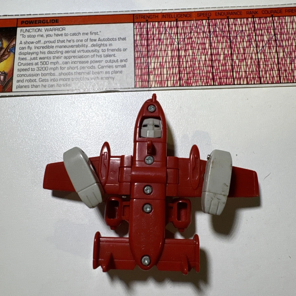 Vintage 1984 G1 Transformers POWERGLIDE Red Hasbro Minibot Japan Takara Complete - Image 3 of 4