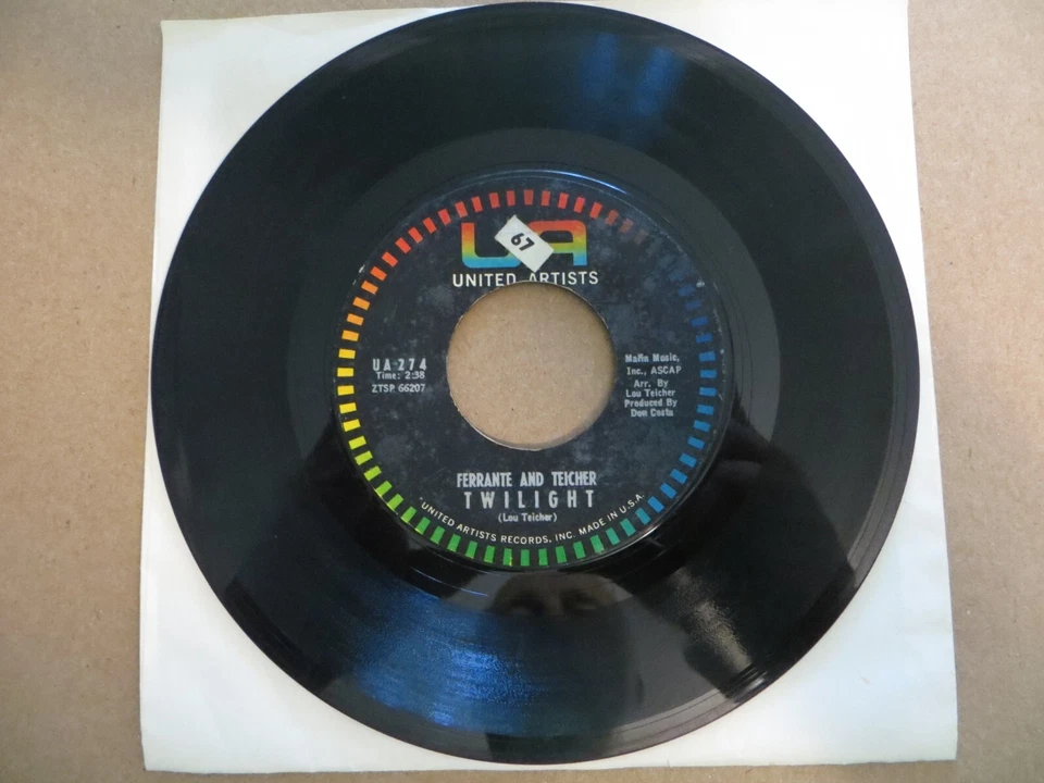 Ferrante & Teicher — Exodus / Twilight — 1960 — сингл United Artists UA 274 7 дюймов - Изображение 2 из 2