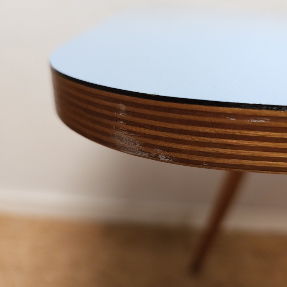 Retro Formica dining table Blue Mid century Drop Leaf Kitsch Vintage