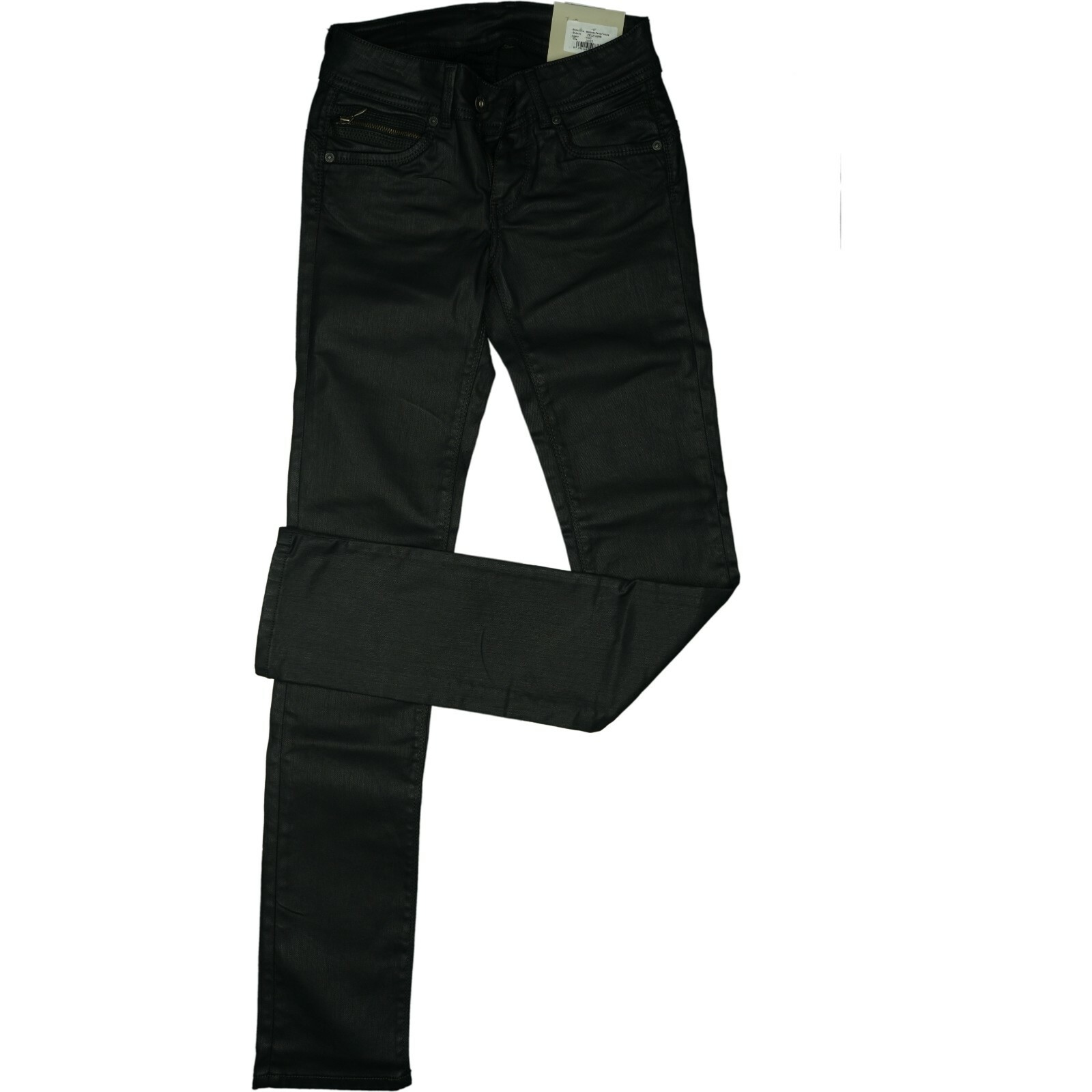 Pepe Jeans New Brooke Stretch Jeans Trousers Slim Fit W25 L32 Leather Look Bl... image 5