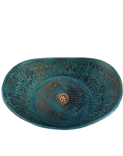 Rustic Aged Oxidized Green Patina Copper Bathroom Bathtub Sink Remodel Decor - Picture 2 of 6